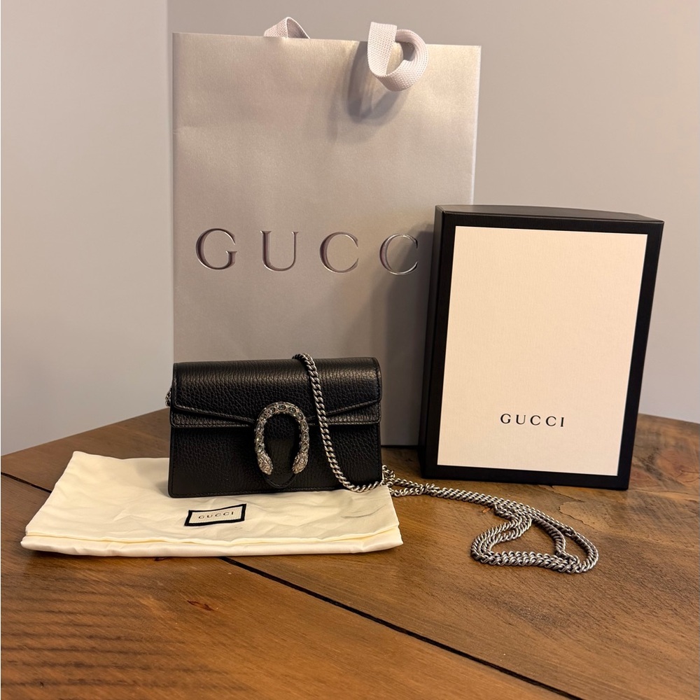 Gucci Dionysus Black Leather Mini Bag